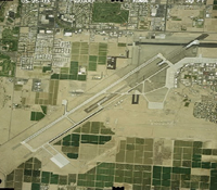 Aerial photo of the Yuma airfield landing strip.